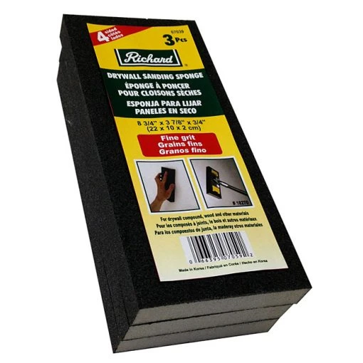 Richard 4-Sided Drywall Sanding Sponge - Fine Grit - 8 7/8-in L x 4-in W x 3/4-in H - 3 Per Pack -RICHARD Sales 02715404 L