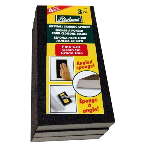 Richard 4-Sided Drywall Sanding Angled Sponge - Medium Grit - 8 7/8-in L x 4-in W x 3/4-in H - 3 Per Pack -RICHARD Sales 02715407 L